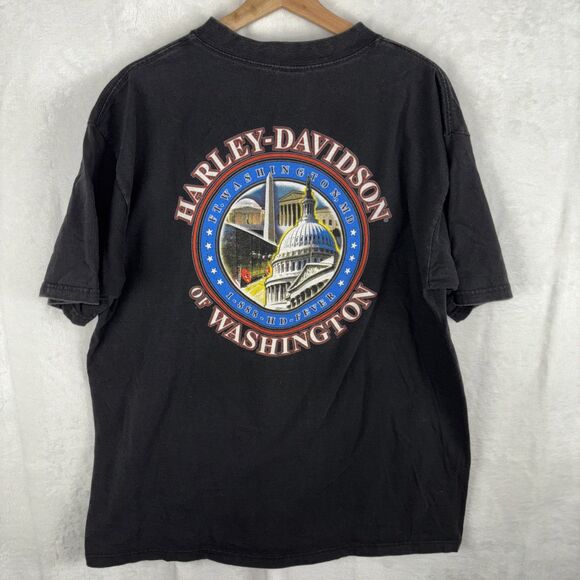 Vintage 1998 Harley Davidson Ride American Washington DC T-Shirt Black XL - Picture 1 of 7